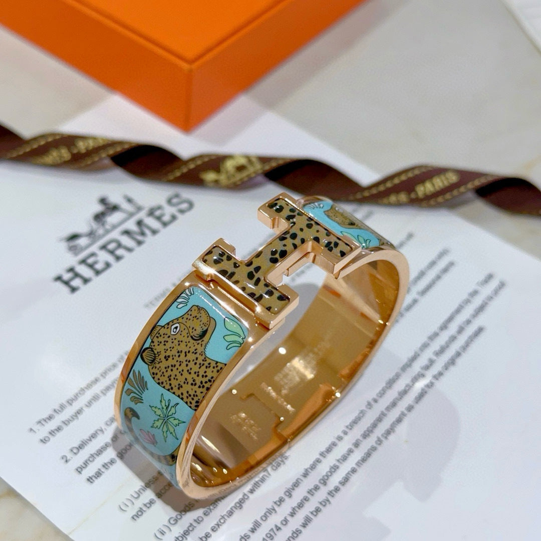 Enamel Wide Bangle Bracelet | 20mm Handcrafted Edition