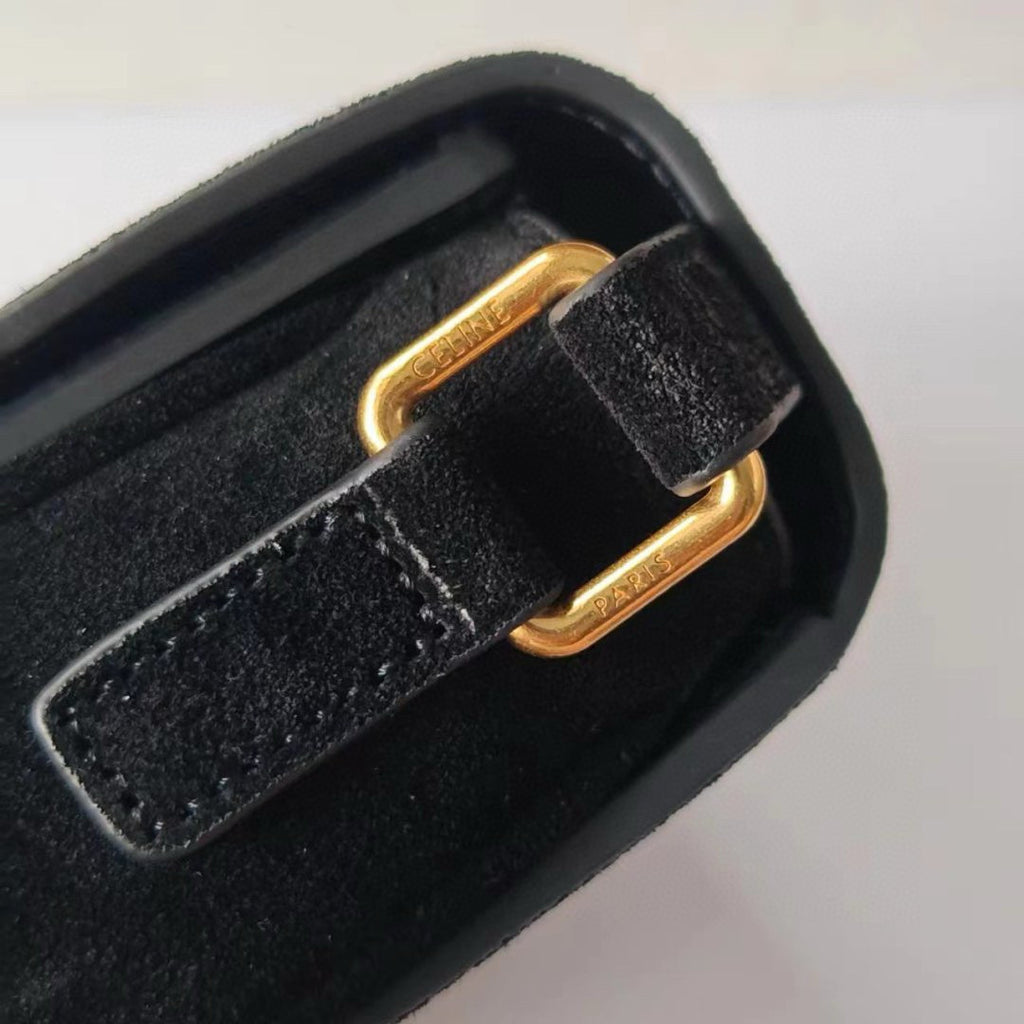 Premium Black Flap Shoulder Bag – Suede Finish (Large Size)