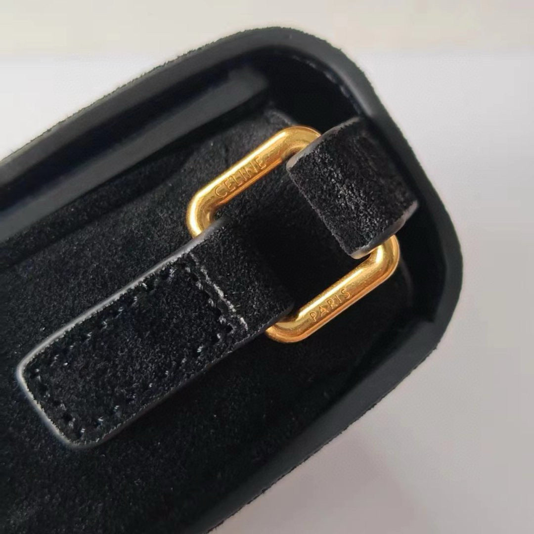 Premium Black Flap Shoulder Bag – Suede Finish (Large Size)