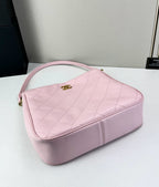 Handcrafted Quilted Hobo Bag with Woven Chain Strap