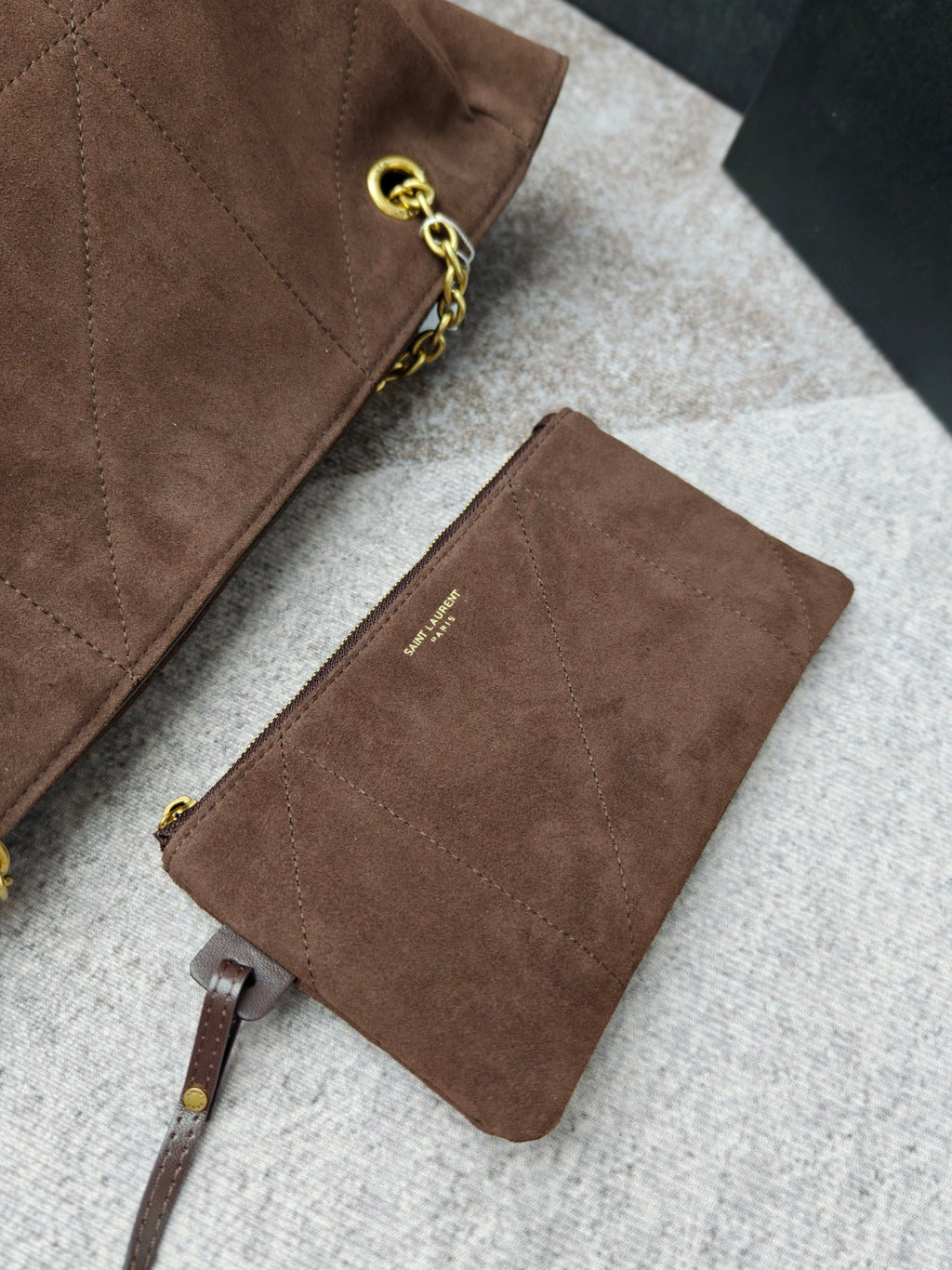 Brown Suede Jamie 4.3 Large Drawstring Bucket Bag