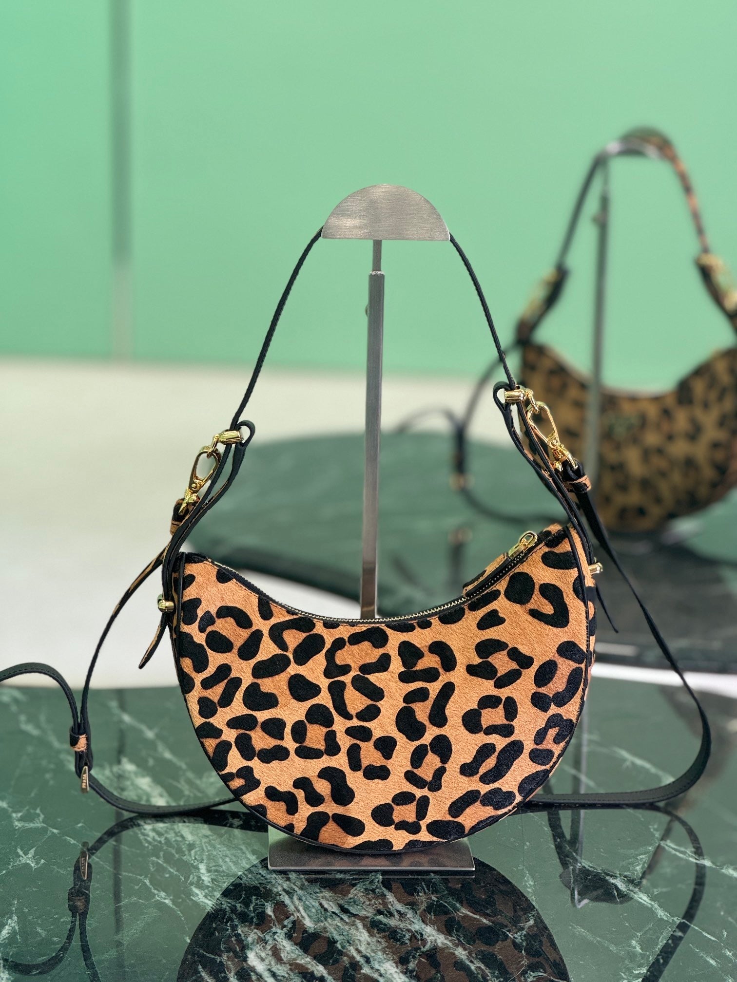 Moon Leopard-Print Haircalf Bag