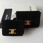 Premium Black Flap Shoulder Bag – Suede Finish (Large Size)