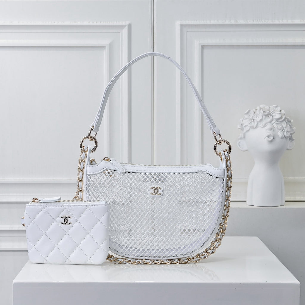 Mesh & Leather Chain Bag