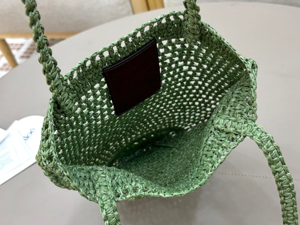 Premium Raffia Leather Tote Bag