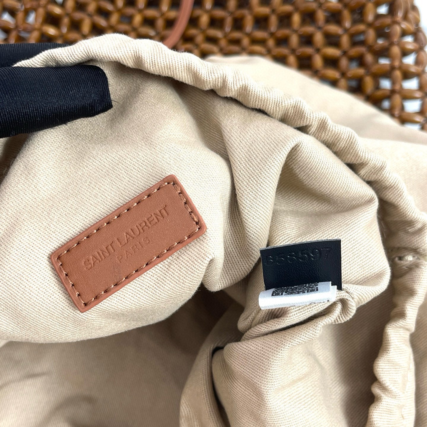 Handwoven Wooden Bead Hobo Bag.