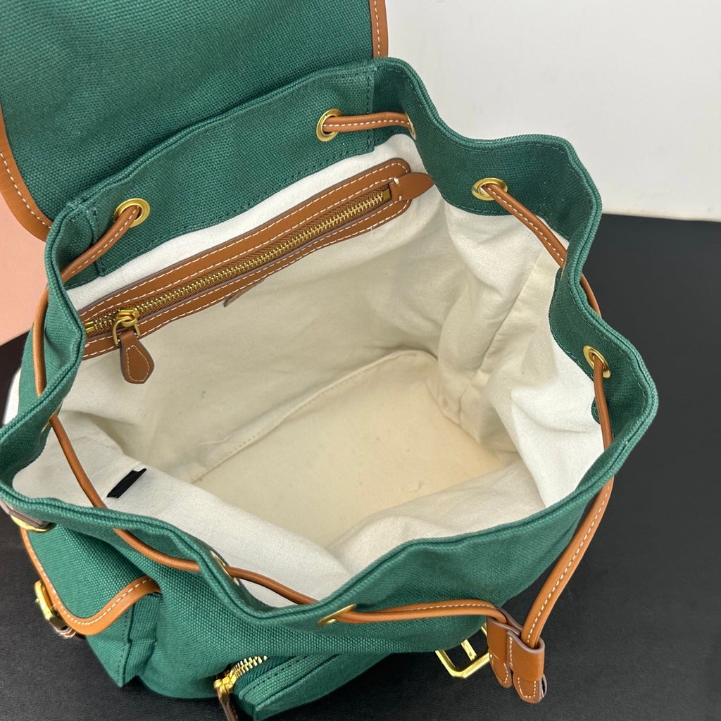 Large Canvas & Leather Backpack – Collegiate Style, 29.5cm
