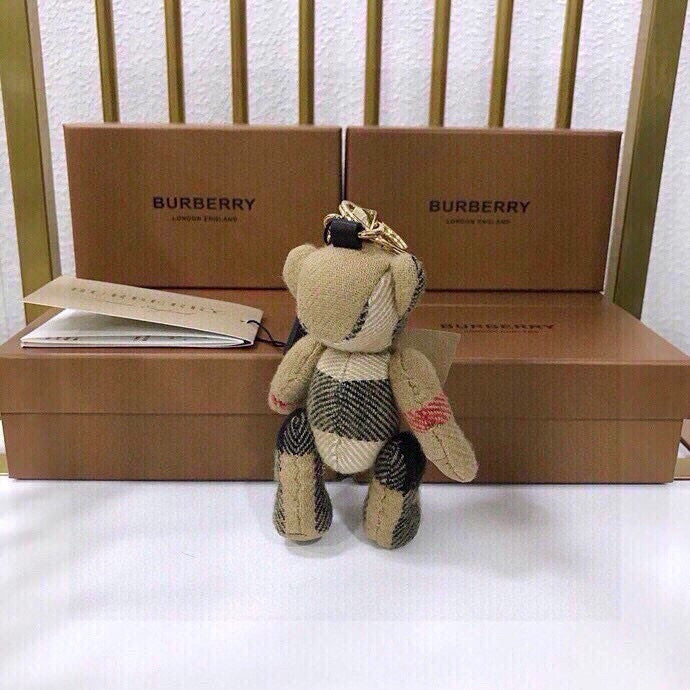 Cashmere Check Teddy Charm – Premium Bag & Key Accessory