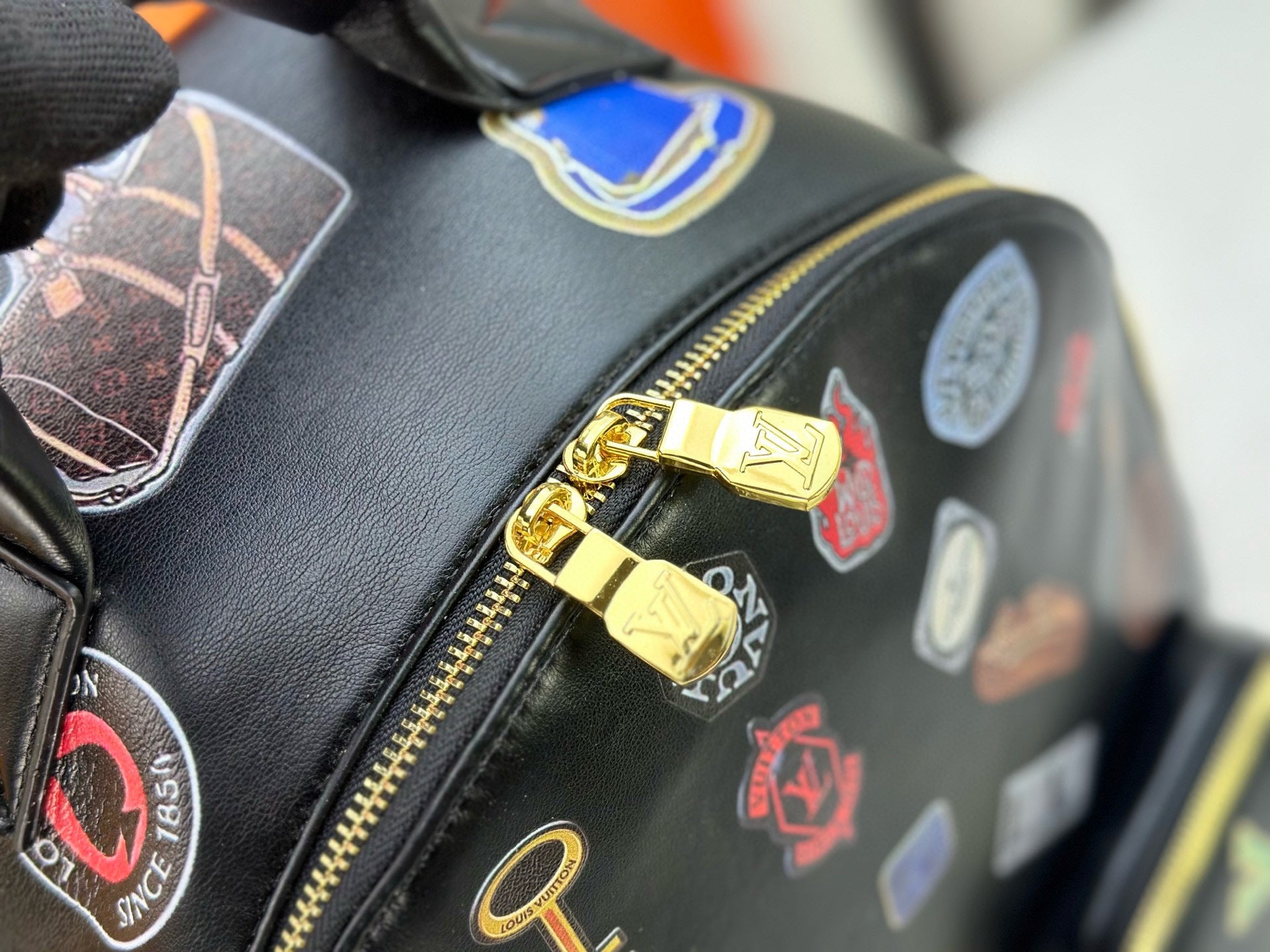 Black Monogram-Textured Discovery Style Backpack – 30-38cm