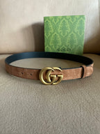 Suede-Finish Leather Belt — Retro Metal Buckle