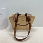 Premium++ Handwoven Basket Bag | Natural Straw & Leather Tote