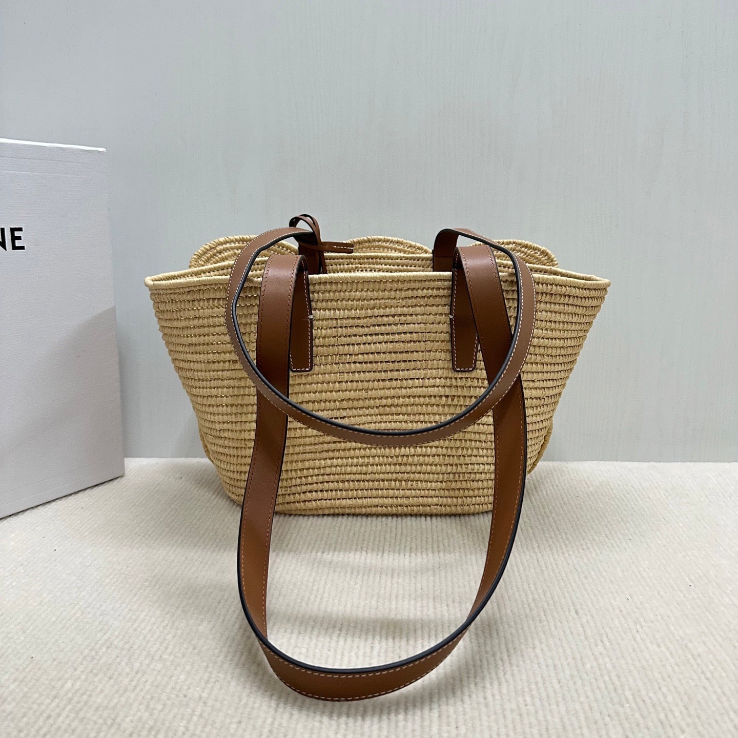 Premium++ Handwoven Basket Bag | Natural Straw & Leather Tote