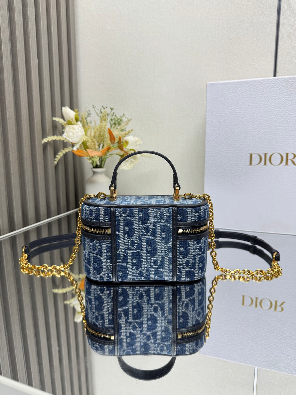 Mini Vanity Bag (Blue Monogram Style) - Premium Quality