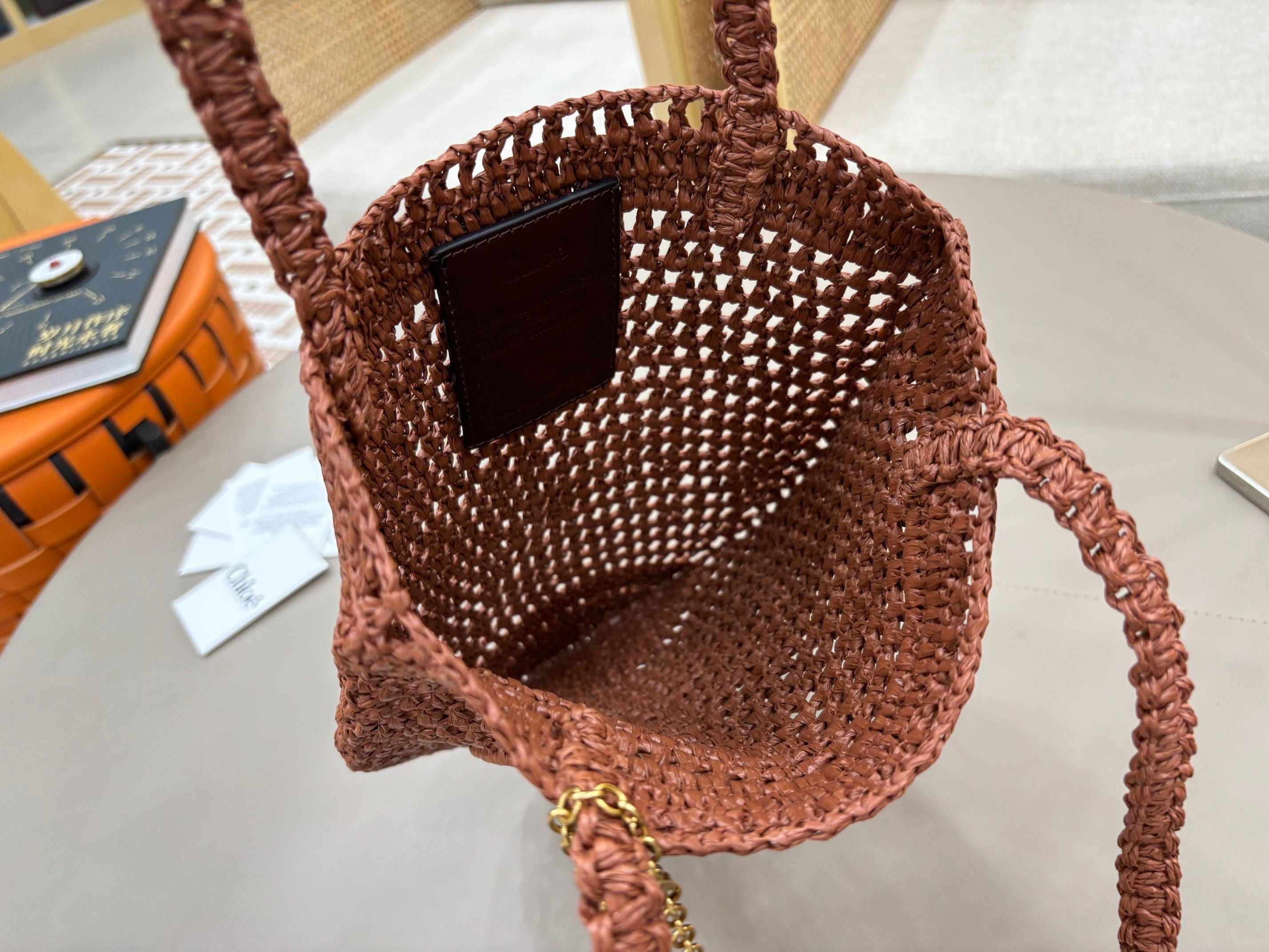 Premium Raffia Leather Tote Bag