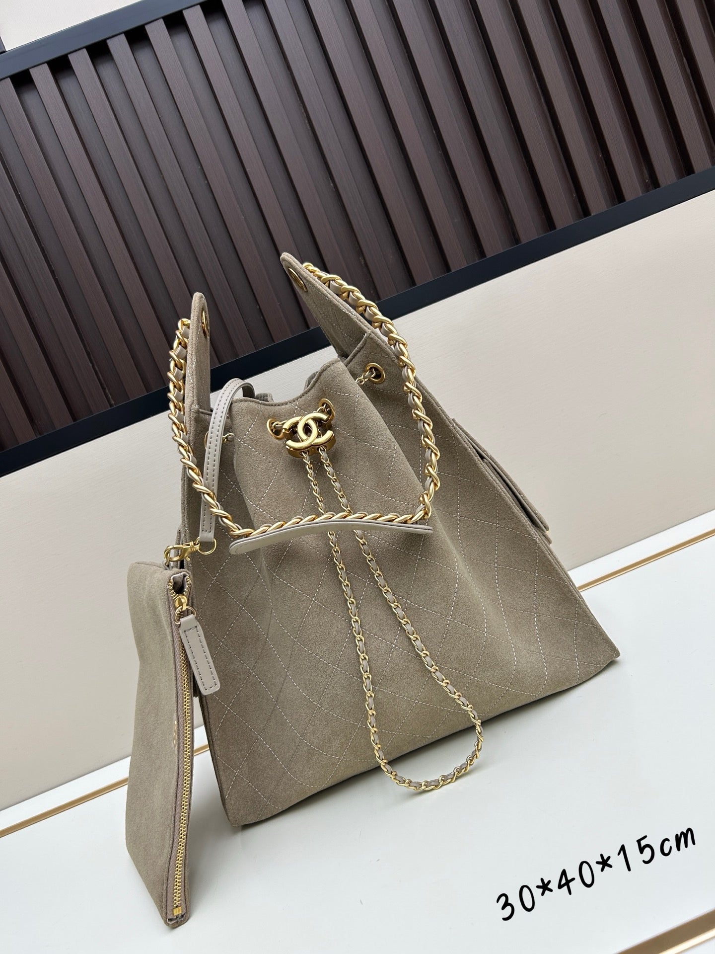 Large Suede Hobo Bucket Bag | Quilted Texture