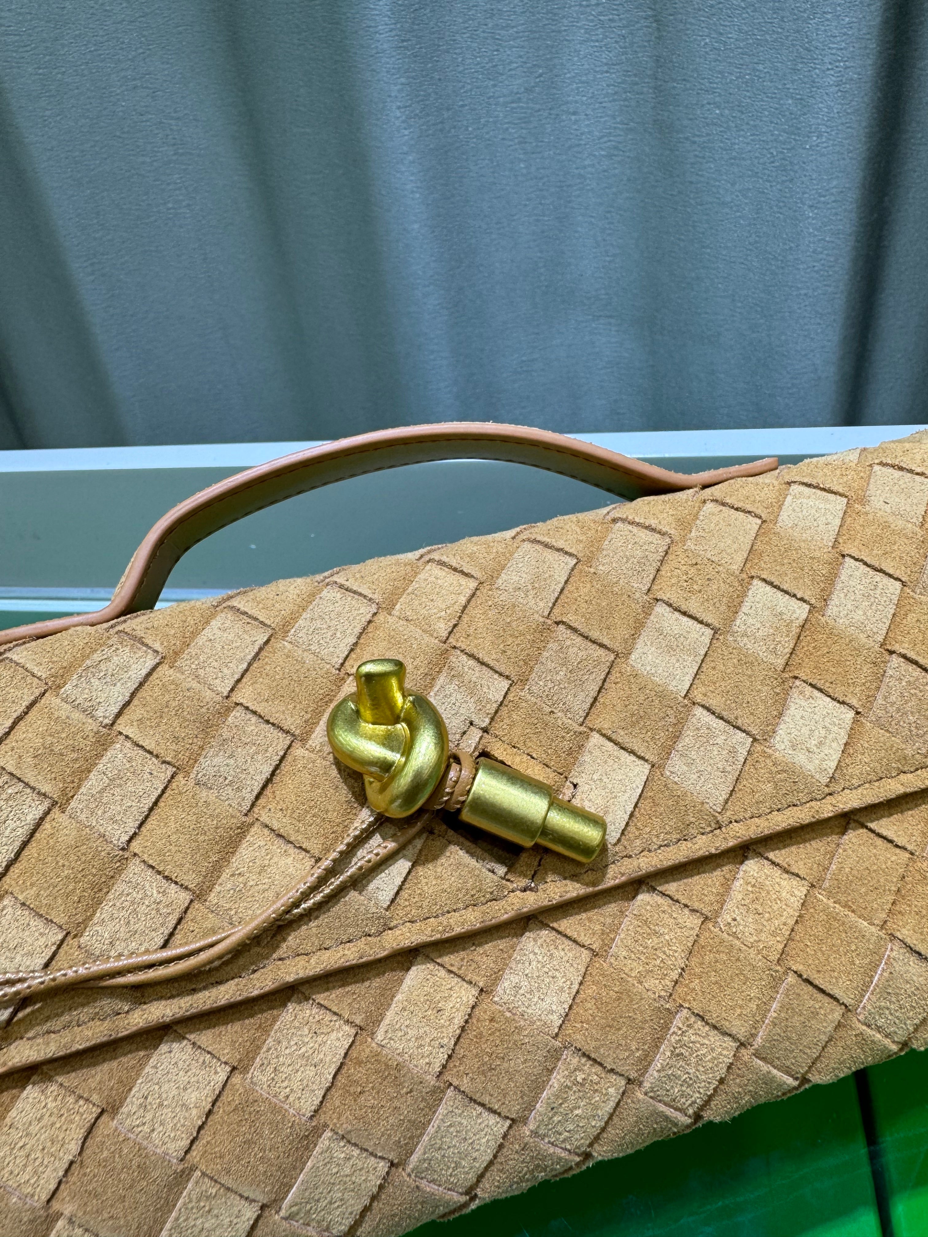 Suede & Nappa Leather Evening Top-Handle Bag