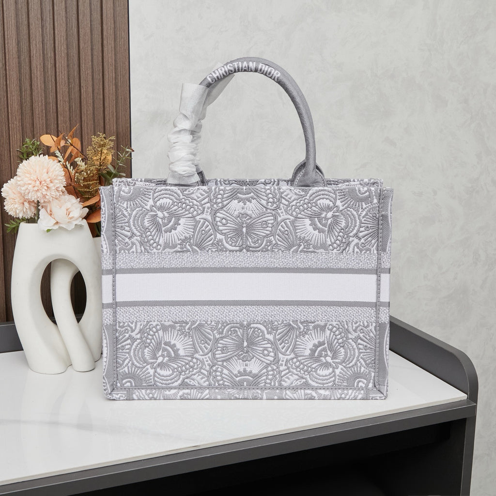 D Book Tote ( Gray Butterfly )