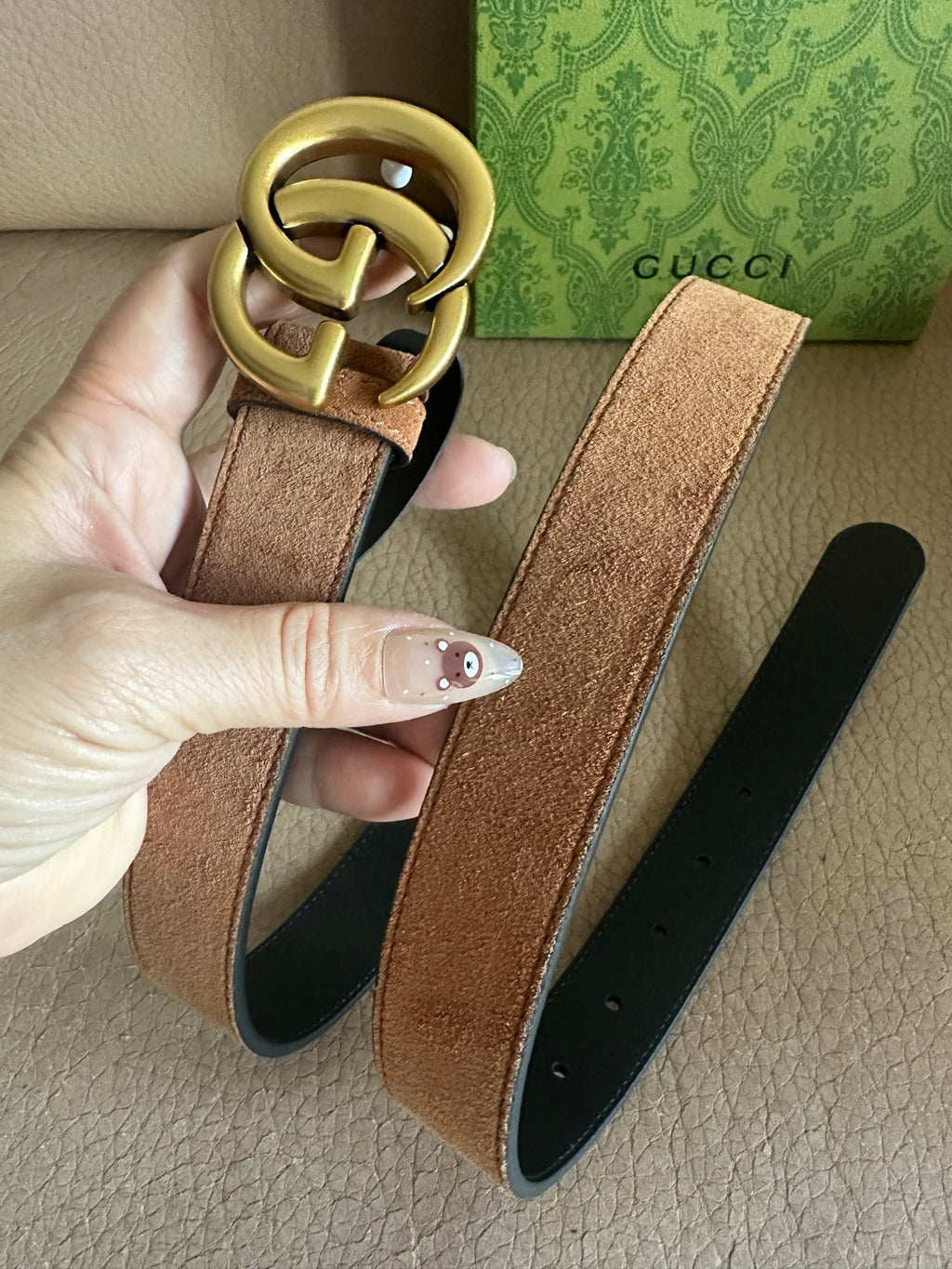 Suede-Finish Leather Belt — Retro Metal Buckle