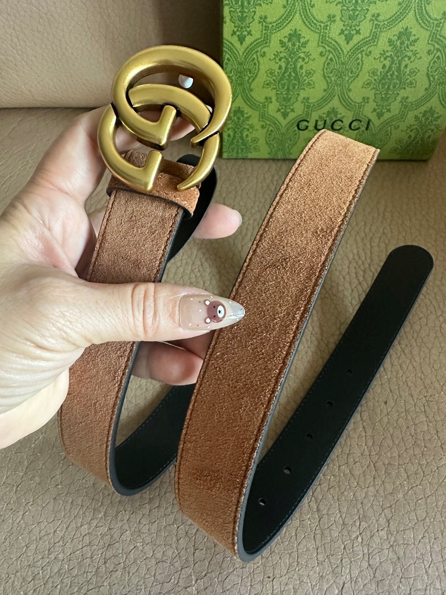 Suede-Finish Leather Belt — Retro Metal Buckle