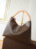 Luxury Monogram Canvas Hobo Tote – Large Capacity Shoulder Bag