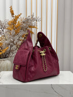 Small Hobo Shoulder Bag – Fine Grain Textured Leather, 26×30cm