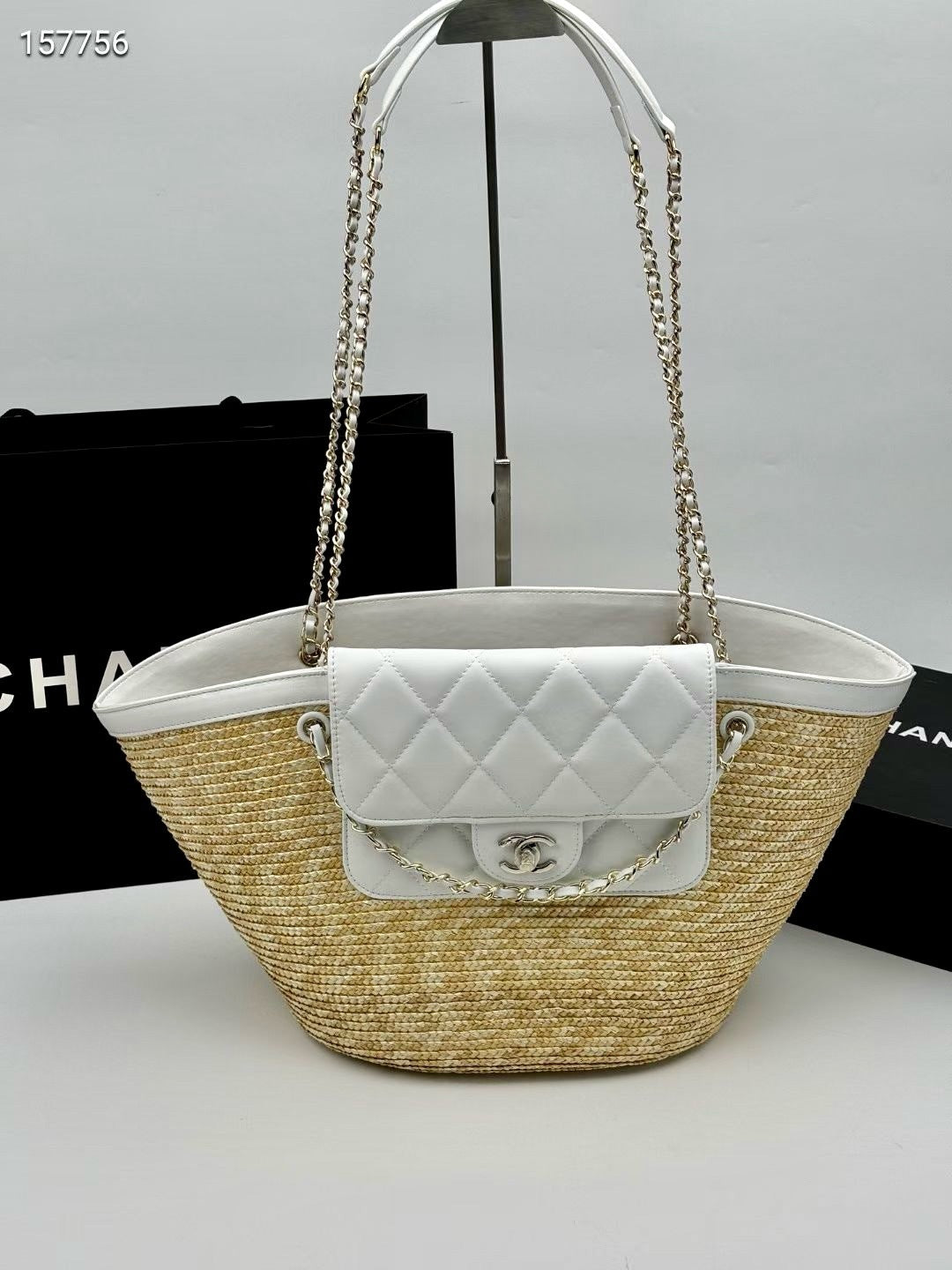 Large Woven Basket Tote Bag