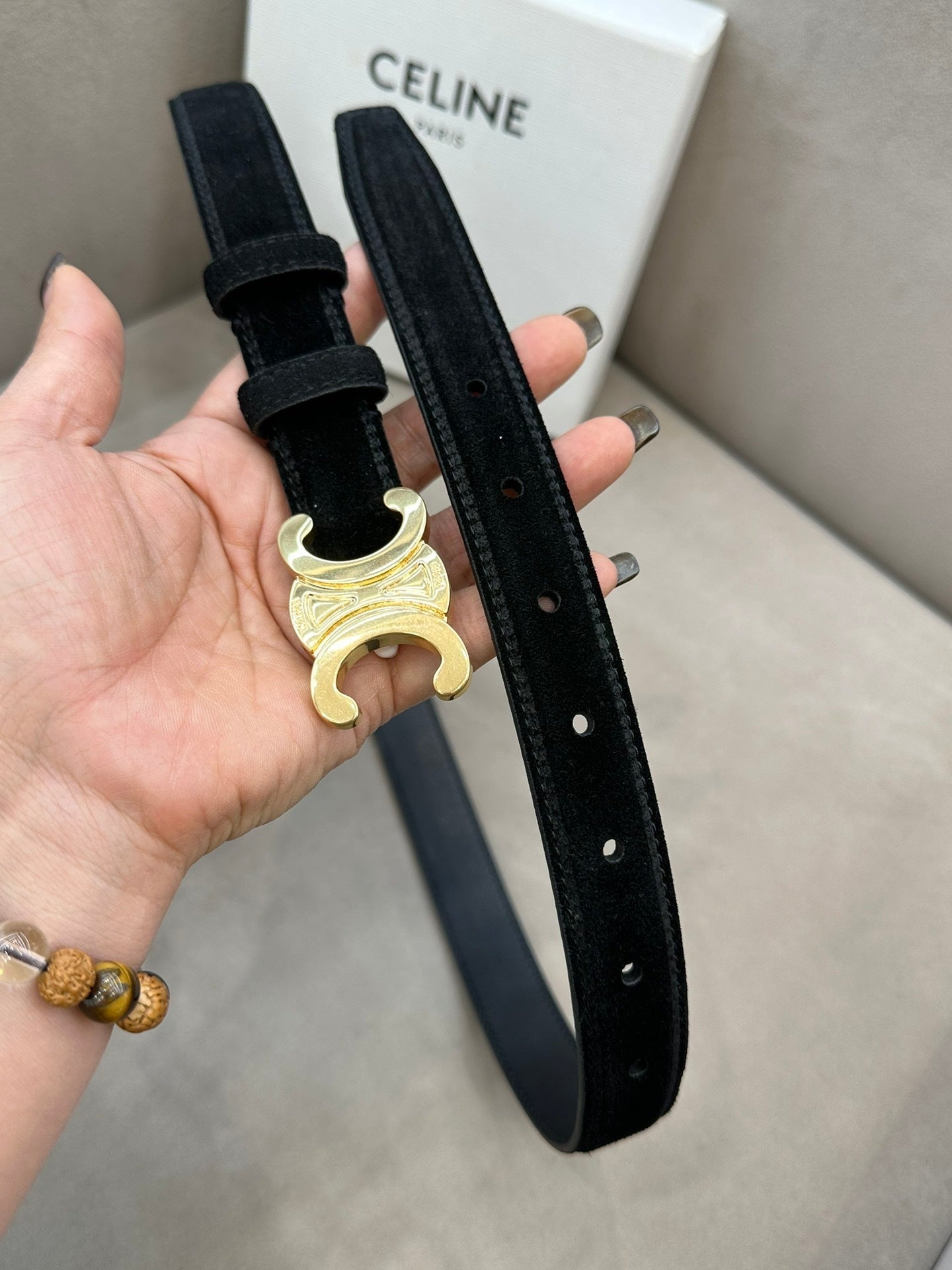 Women’s Suede-Finish Leather Belt — Vintage Inspired Metal Buckle