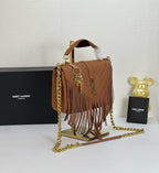Monogram Tassel Shoulder Bag | Suede Finish