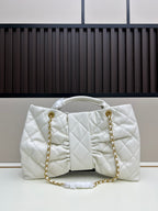 Large Bow-Detail Quilted Leather Shoulder Bag – Soft Padded Finish