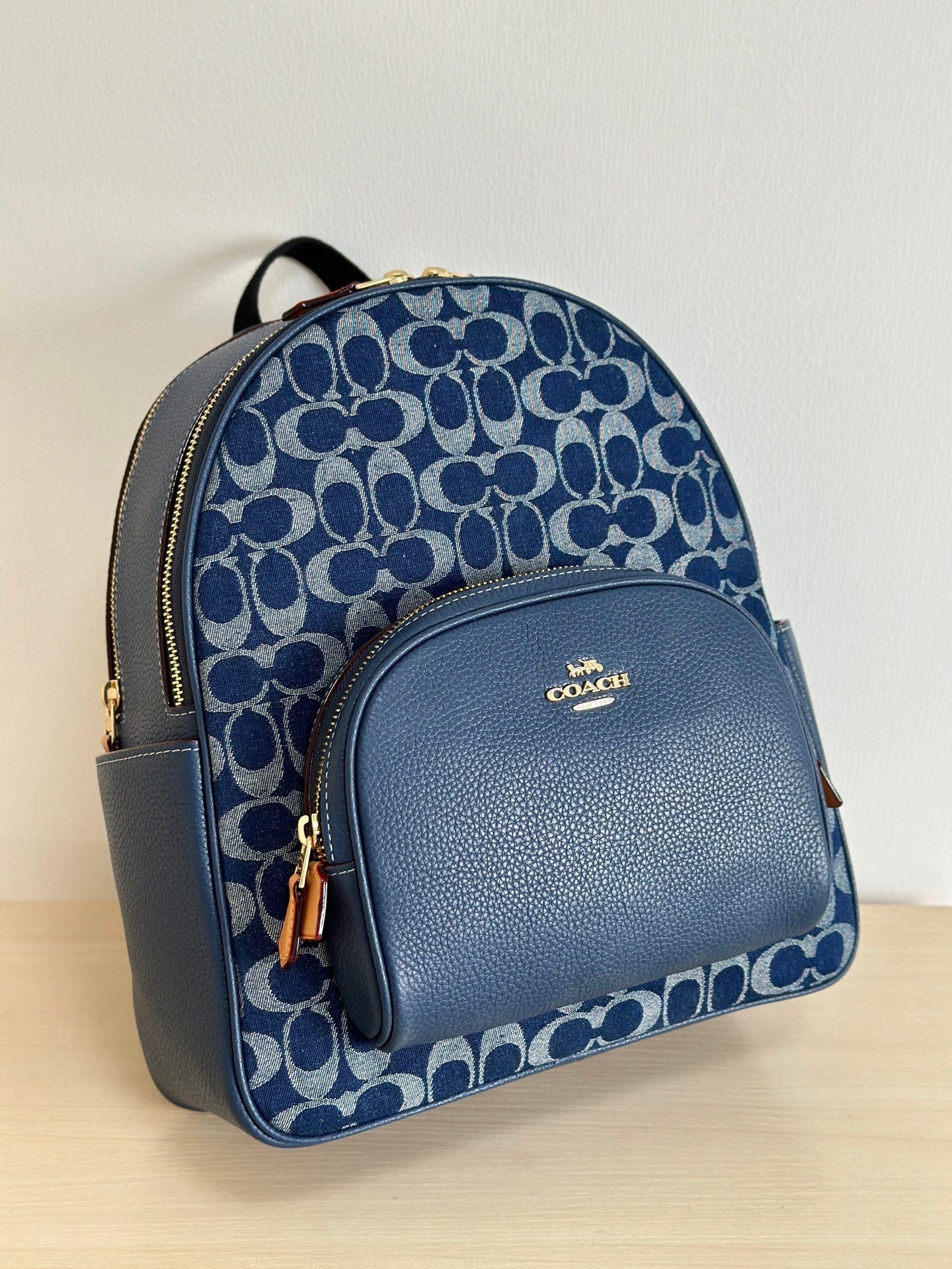 Denim Monogram Backpack, Classic Everyday Style