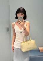 M M Lace-Trim Ribbed Knit Top – White