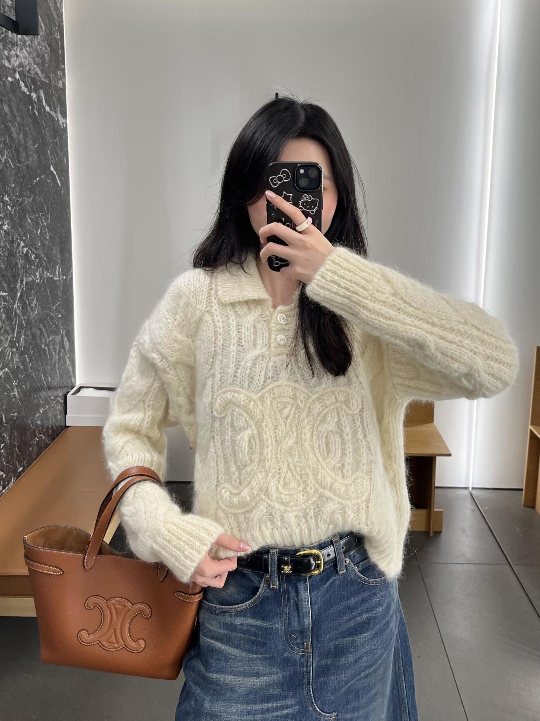 Aran Mohair Wool Sweater – Polo Collar
