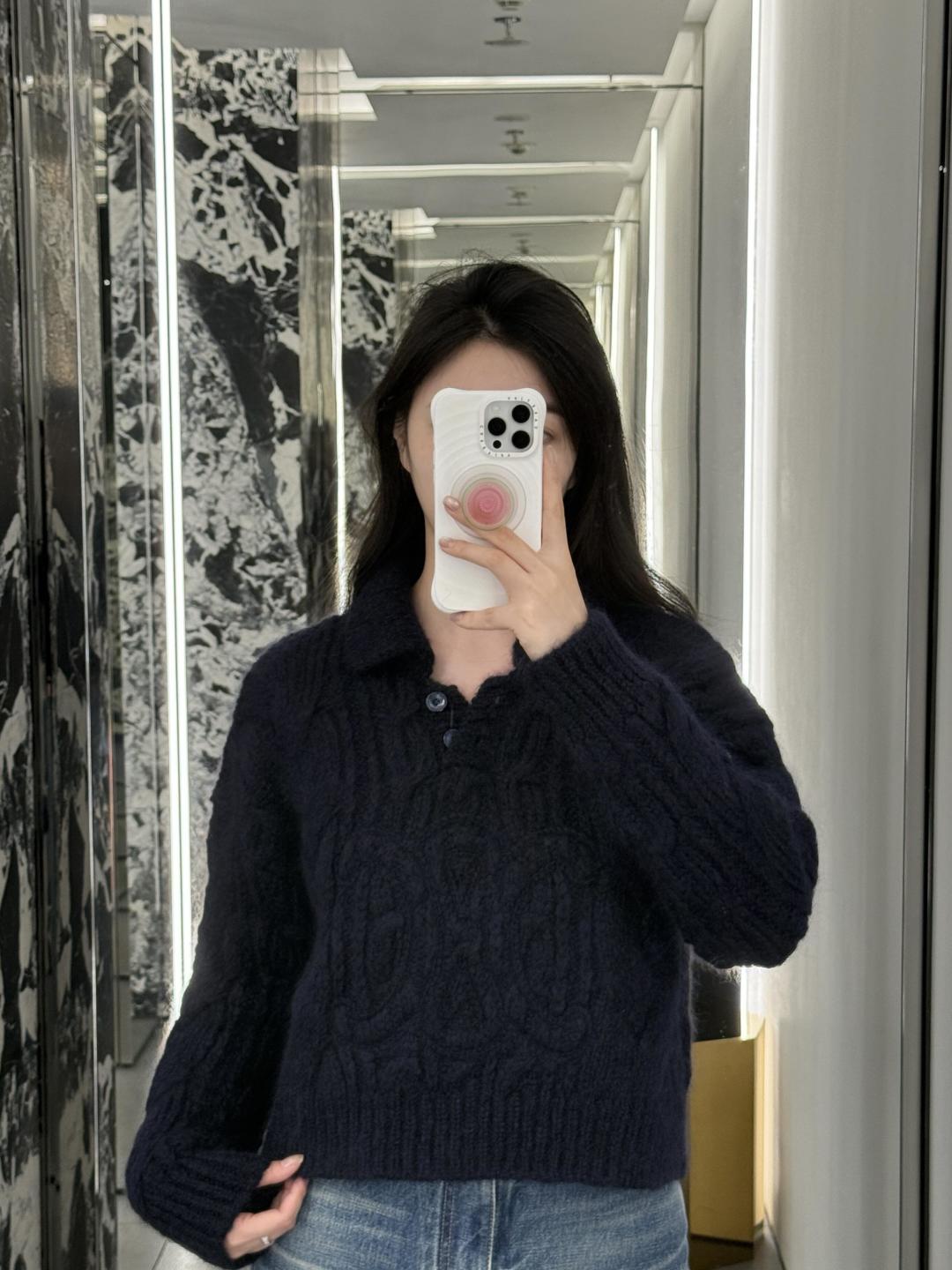 Aran Mohair Wool Sweater – Polo Collar