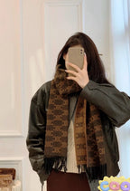 Luxury Double-Sided Contrast Cashmere Scarf — 100% Cashmere — 36 × 190 cm