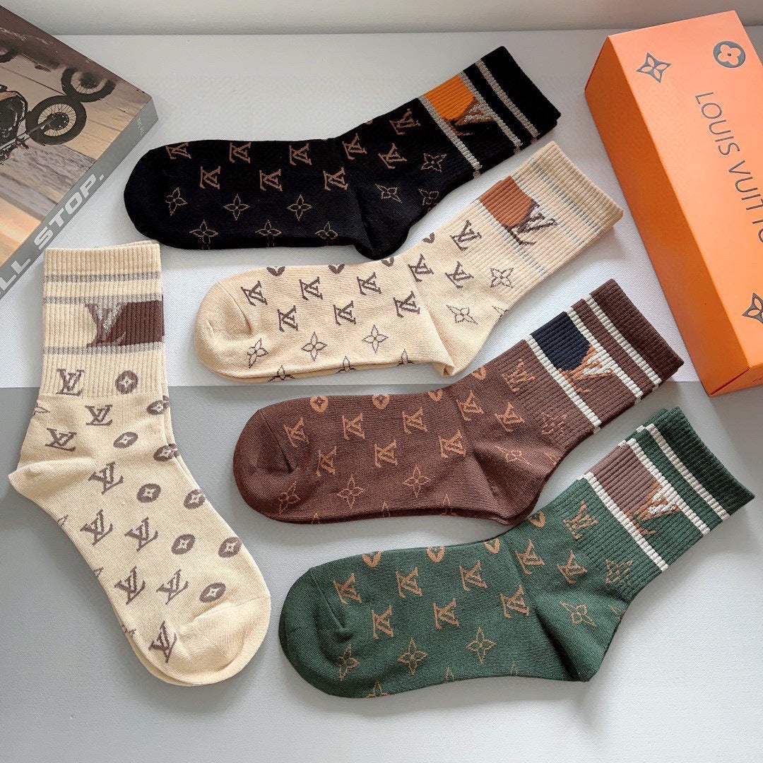 Premium Cotton Mid-Calf Socks – Pack of 5 Pairs | Special Packaging