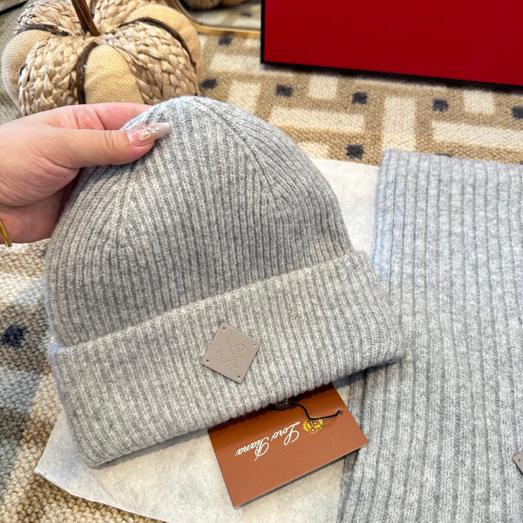 3-Piece Winter Knit Beanie Set — Wool Blend, Fold-Over Design