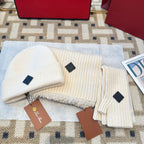 3-Piece Winter Knit Beanie Set — Wool Blend, Fold-Over Design