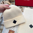 3-Piece Winter Knit Beanie Set — Wool Blend, Fold-Over Design
