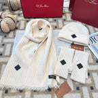 3-Piece Winter Knit Beanie Set — Wool Blend, Fold-Over Design