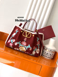 New Embroidered Leather Shopping Bag with Fur Details