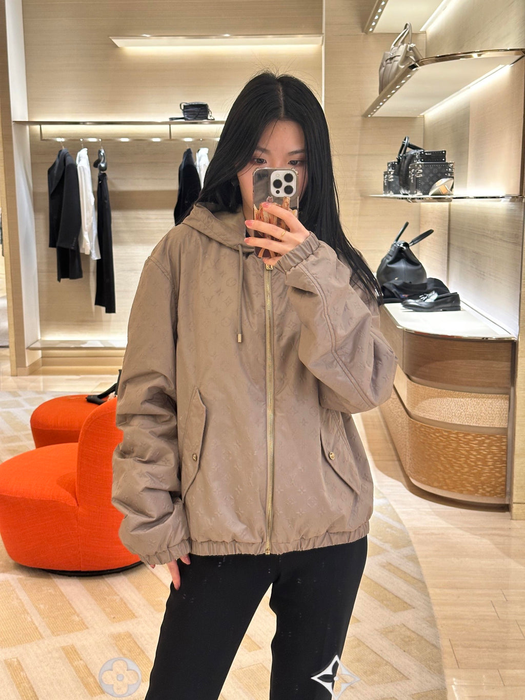Monogram Quilted Hooded Windbreaker Jacket
