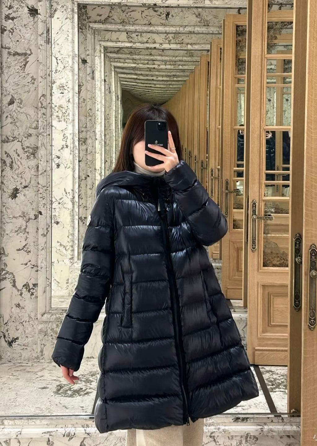 Women’s Mid-Length Hooded Down Jacket – A-Line Silhouette