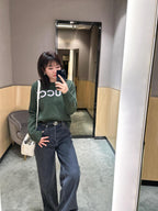 Cropped Retro Green Wool-Blend Sweater – Fall/Winter Essential
