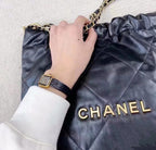 Premium Women’s Quartz Watch – Elegant Black & Gold Square Design