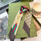 Premium Silk Twilly Scarf – Classic Letter Pattern