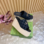Platform Espadrille Sandals – G Canvas – (Premium Quality )