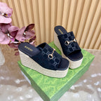 Platform Espadrille Sandals – G Canvas – (Premium Quality )