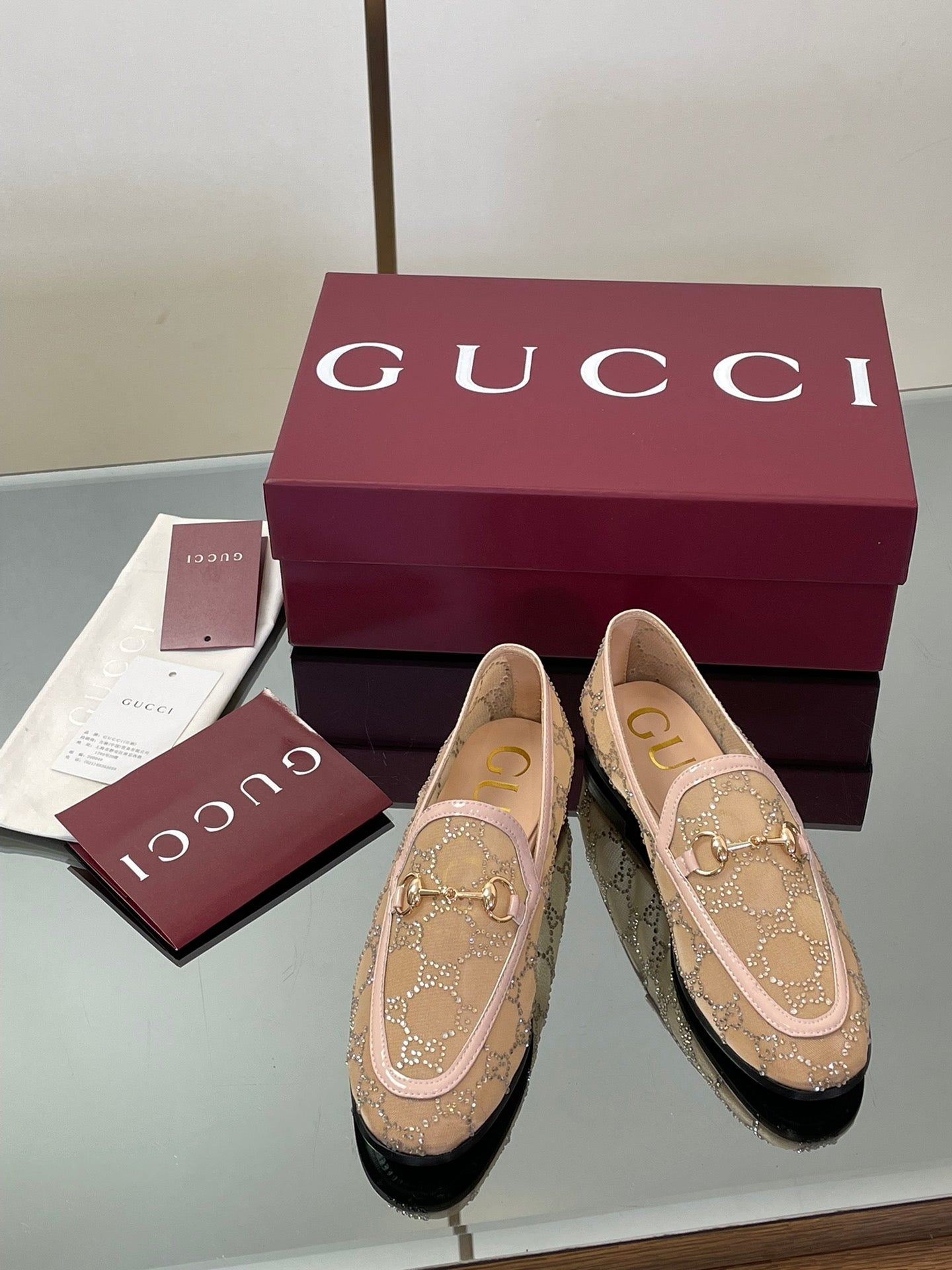 Crystal Embellished Patent Leather Loafers