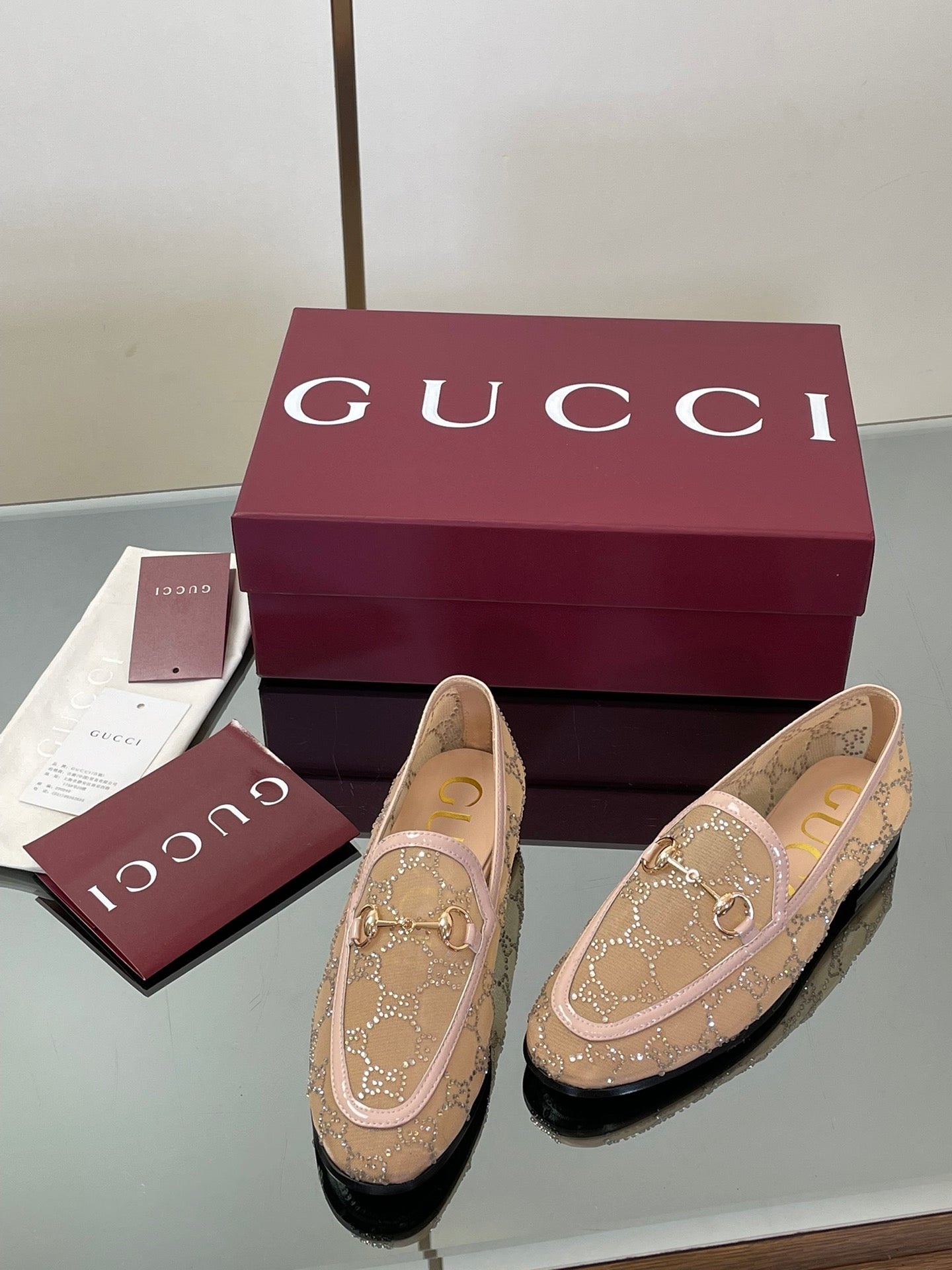 Crystal Embellished Patent Leather Loafers