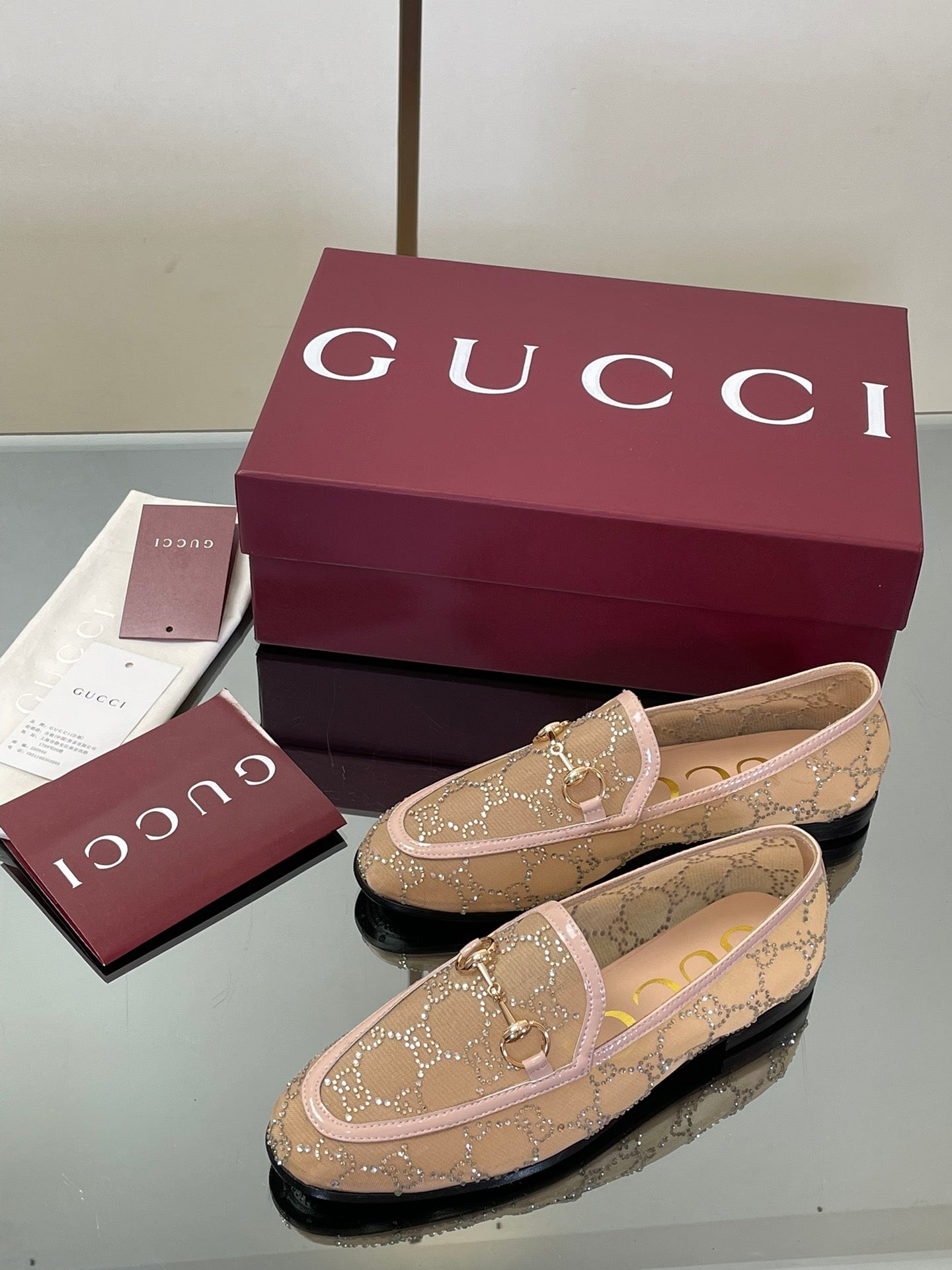 Crystal Embellished Patent Leather Loafers